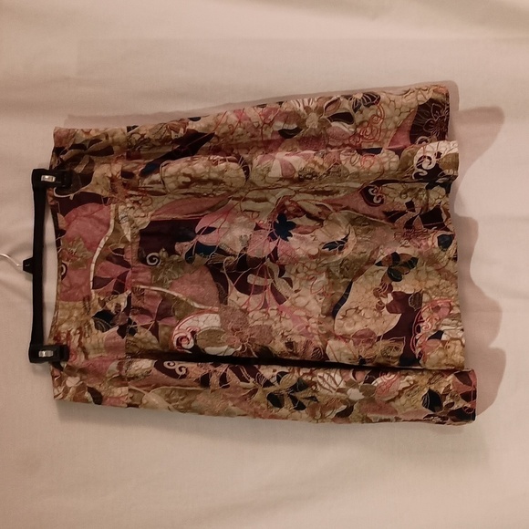 Chico's Dresses & Skirts - Chico's 100% Silk Skirt with Abstract Florals in Muted Colors and Embroidery